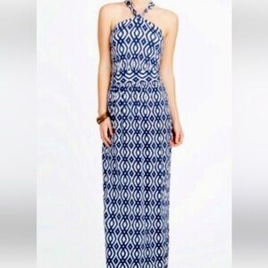 Vineyard Vines Blue and White Halter Maxi Sundress Size Large
